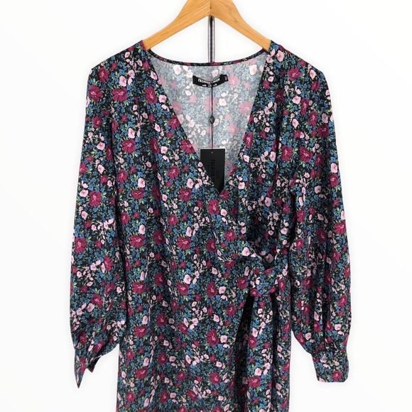 Fashion Union ASOS Wrap Midi Dress with Side Tie in Vintage Floral NWT - Picture 4 of 11
